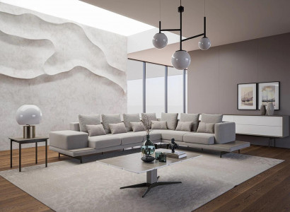 Zitbank Grijs Bank L-vorm Design Hoekbank Nieuwe Woonkamer Salontafel